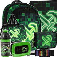 1. Starpak Zestaw Szkolny 6el. Pixel Green Plecak 533137 + Worek 533139 + Piórnik 533390 + Torba 533140