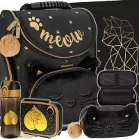 1. Starpak Zestaw 5el. Tornister Czarny Kotek z Futerkiem 529687 + Worek 529469 + Piórnik 529685 + 558660 + 558652 + 558654