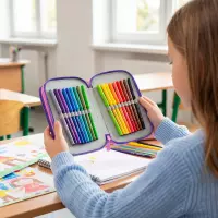 4. AstraBag Piórnik Trzykomorowy z Wyposażeniem AC31 Kitty 503026008