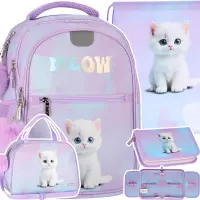 1. Starpak Zestaw Szkolny 4el. Cute Kitty Plecak 576203 + Piórnik 576207 + Worek 576205 + Torba 576204