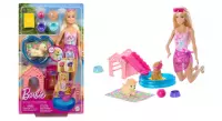 2. Mattel Barbie Zestaw Pieski na Basenie Zmiana Koloru JBF35