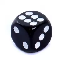 1. Kość REBEL matowa 6 Ścian - 12 mm - Oczka - Czarna
