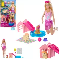 1. Mattel Barbie Zestaw Pieski na Basenie Zmiana Koloru JBF35