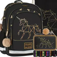 1. Starpak Zestaw Szkolny 3el. Gold Unicorn Plecak 486094 + Worek 529469 + Piórnik 529472
