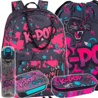 1. CoolPack Zestaw Szkolny K-Pop Dark 5el. Plecak Cross F026036 + Worek F070036 + Piórnik F062036 + 27850CP + 27713CP