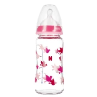3. Nuk Butelka Szklana z Wskaźnikiem Temp. First Choice+ 240 ml 0-6m Różowa 527906