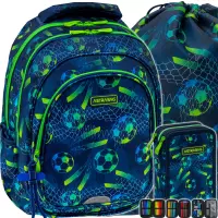 1. AstraBag Zestaw Szkolny Football 3el. Plecak AB300 502026022 + Worek 507026011 + Piórnik 503026034