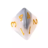 5. Komplet kości REBEL RPG - Dwukolorowe - Stalowo-białe (złote cyfry)
