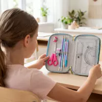 5. AstraBag Piórnik Trzykomorowy z Wyposażeniem AC31 Fluffy Capy 503026026