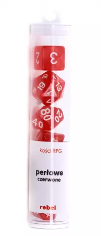 1. Komplet kości REBEL RPG - Perłowe - Czerwone